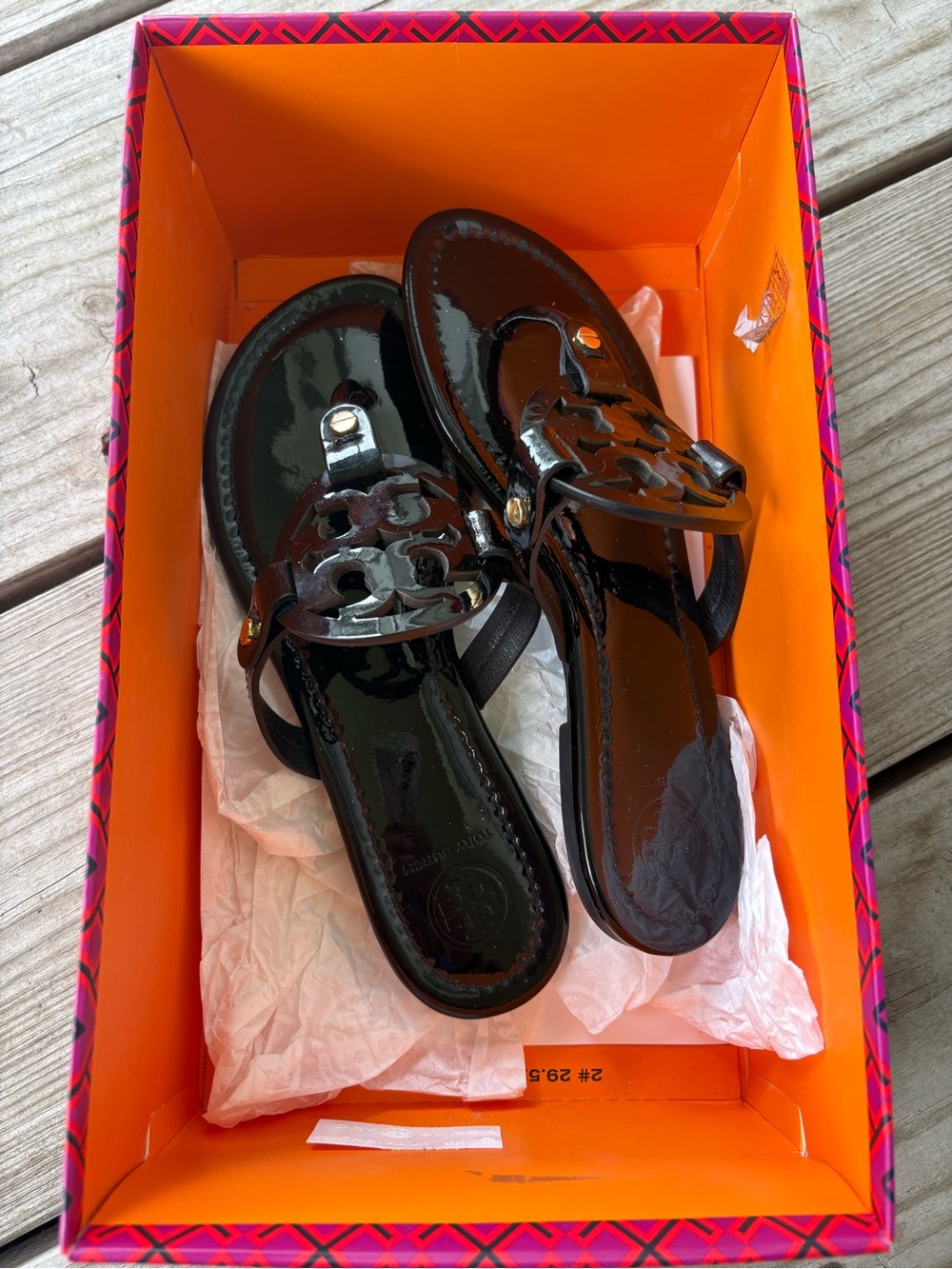 Tory Burch Black Patent Miller Thong Sandal